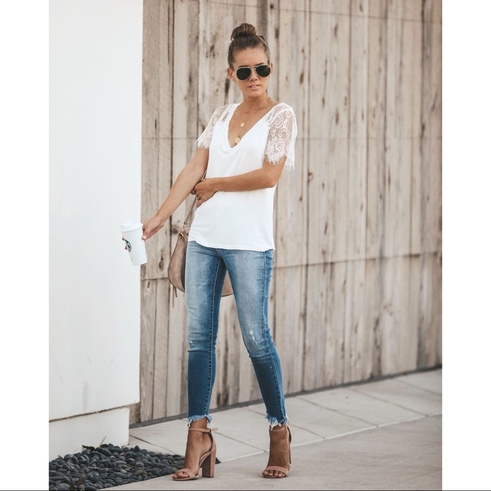 LAST ONE - SWEET SIDE LACE TOP IVORY - Picture 7 of 10